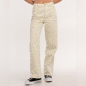 RSQ High Rise Checkered Jeans Sz 28 Wide Leg Tilly’s Skater